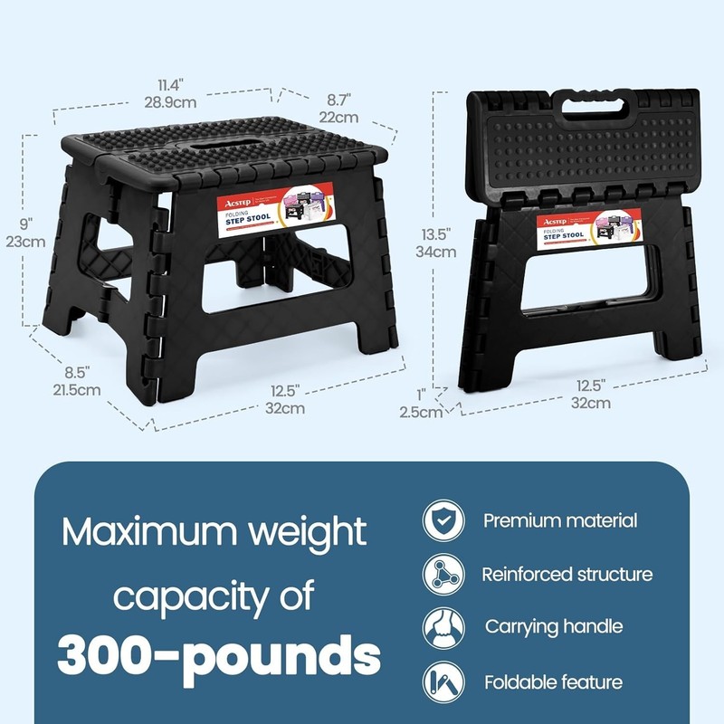 Versatile Non-Slip Folding Step Stool, 300 LB Capacity, Perfect for All Rooms gallery