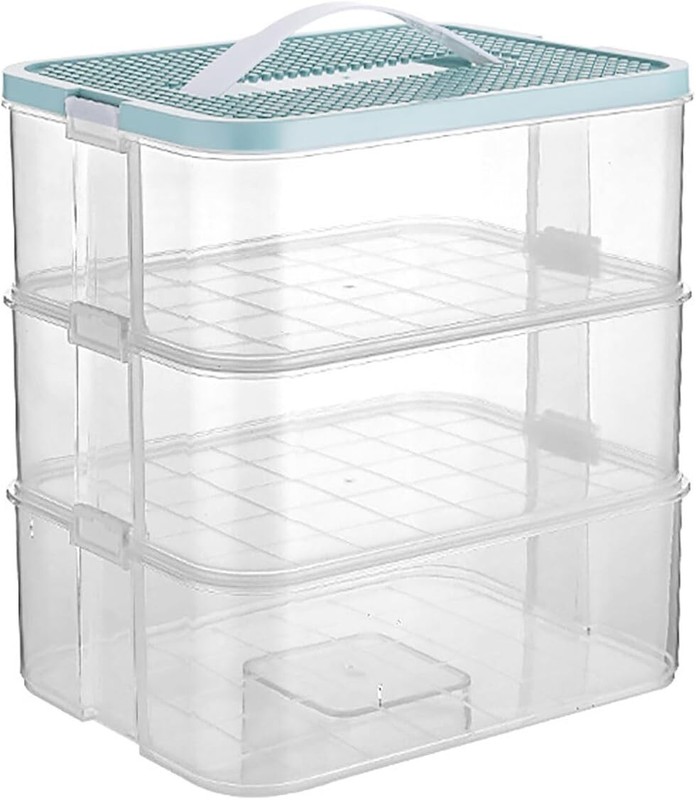 3 tiers Stackable Storage Organizer for Lego Kids Toy Box Building Blocks W Lids gallery