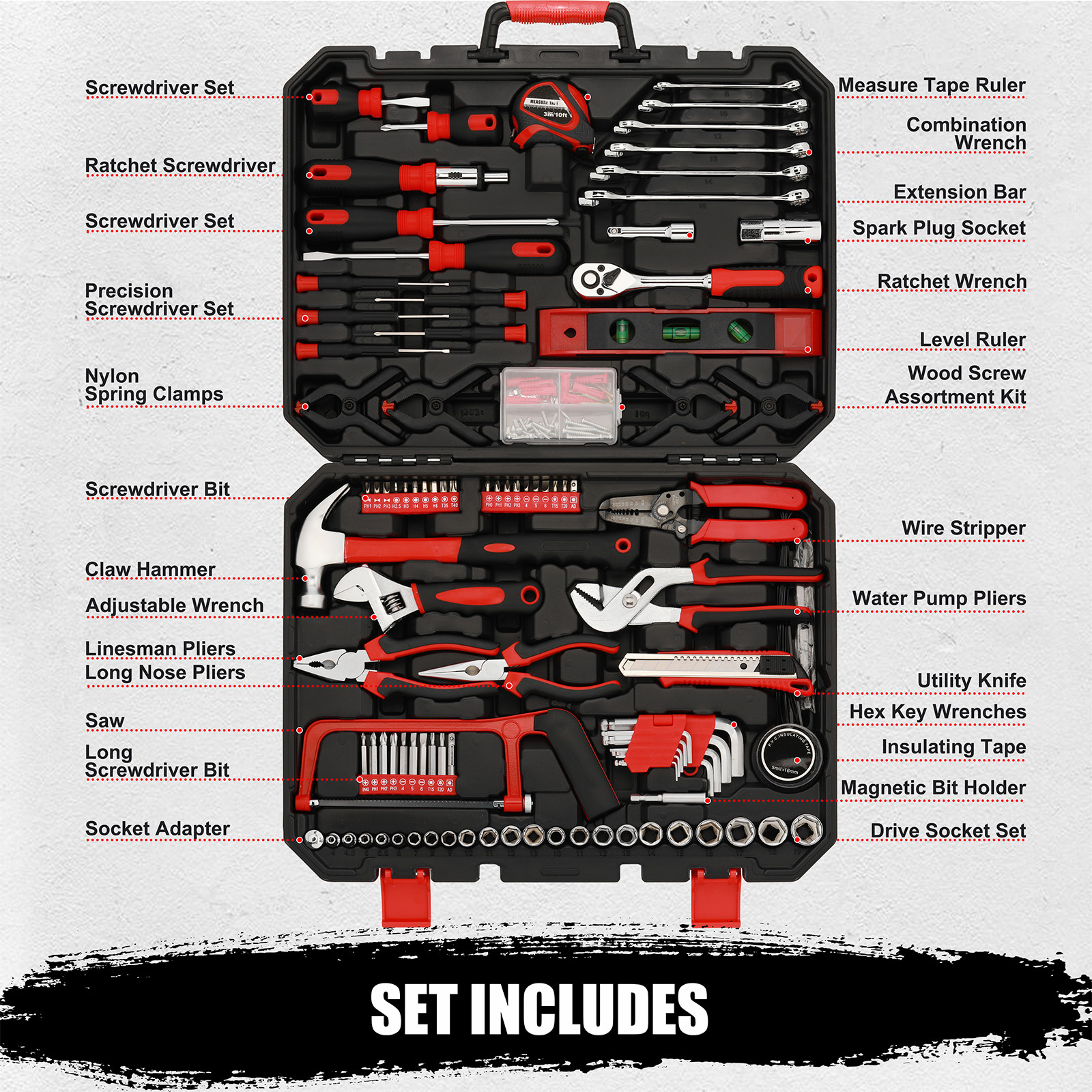 205 Pieces Home Repair Tool Kit, General Household Tool Set with Plastic Toolbox gallery