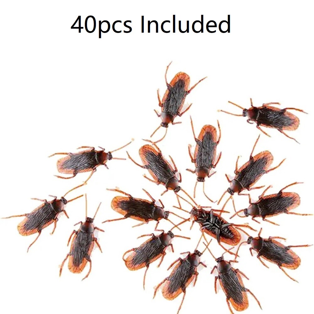 Prank Cockroaches Realistic Cock Roach Rubber Fake Creepy Bugs Gag Toy Joke 40pc gallery