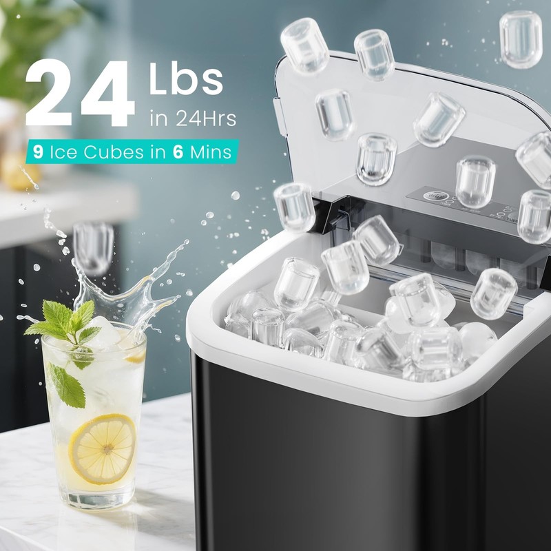 Olixis Countertop Ice Maker Machine Handle Auto-Cleaning Portable Ice Maker gallery