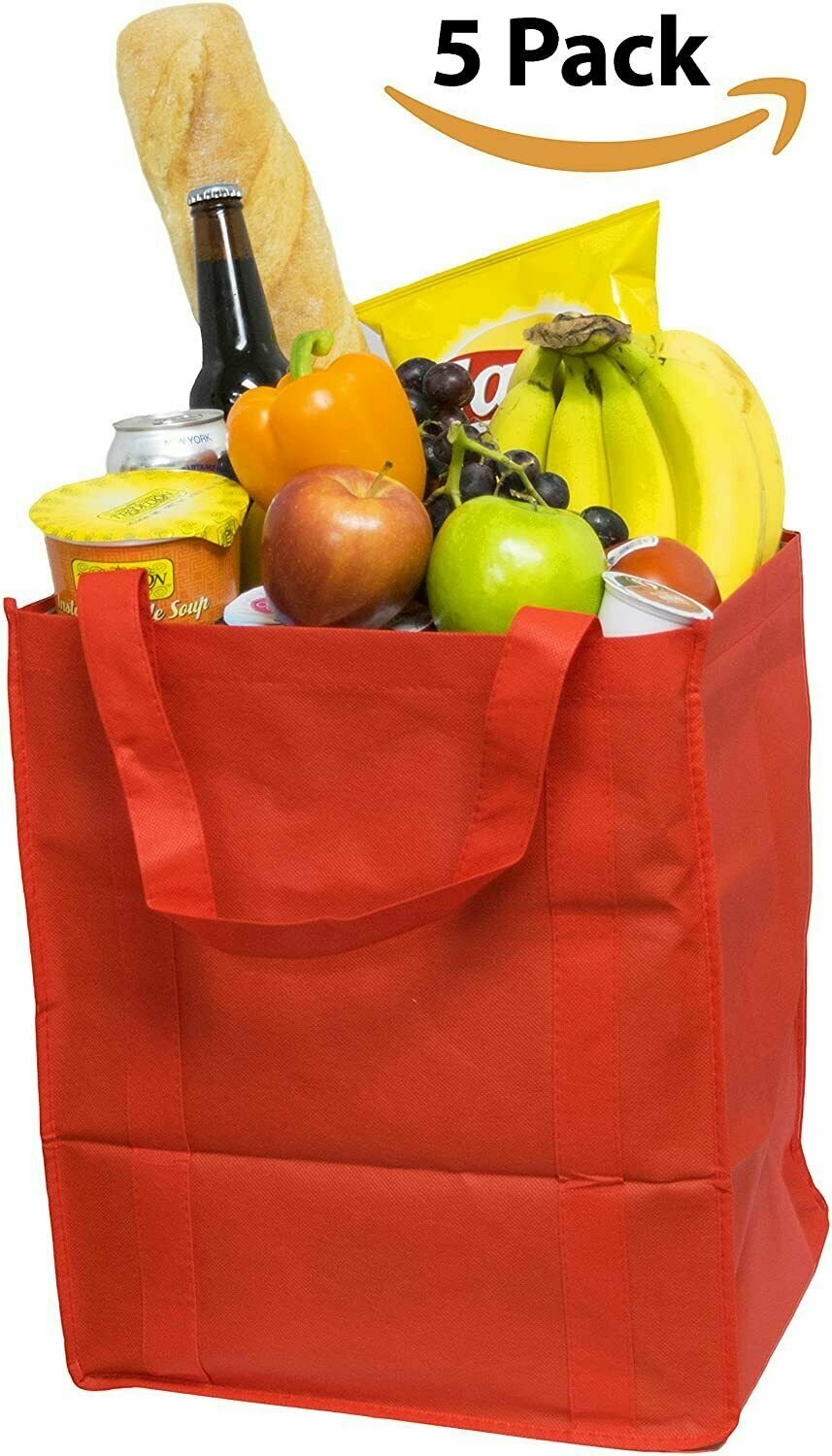 Heavy Duty Tote Bag Reusable Recyclable Eco-Friendly Non-Woven Bag - 5CT gallery