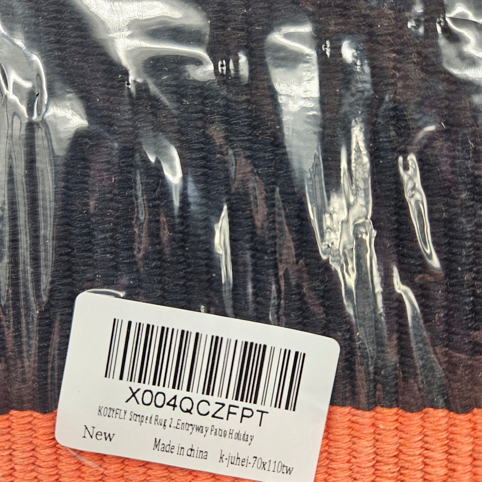KOZYFLY Striped Rug Orange Black Entryway Patio Holiday 70x110cm New gallery