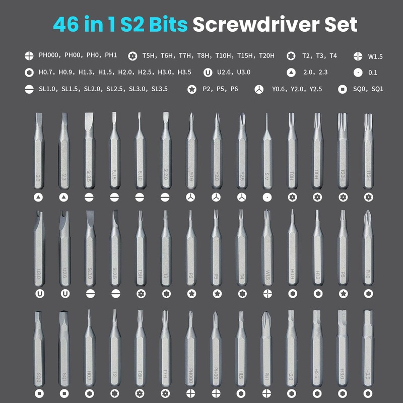 46 in 1 Precision Screwdriver Kit with Magnetic Bits & Metal Case, Compact Re... gallery
