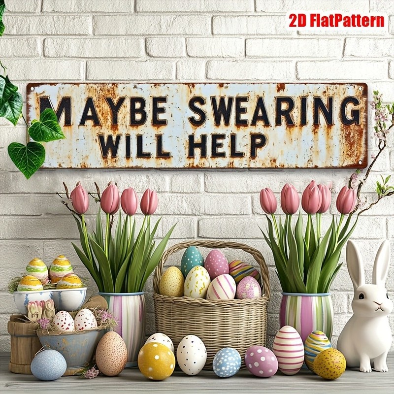 Maybe Swearing Will Help Funny Rustic Metal Sign Bar Garage Home Decor Plaque gallery