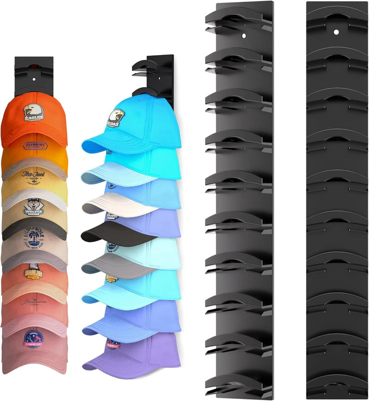 2 Pack Hat Organizer for Baseball Caps, Hat Rack for Wall with Strong Adhesive gallery