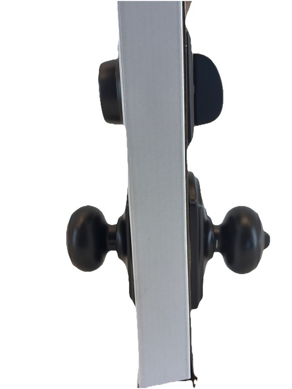 Camelot Aged Bronze Single Cylinder Deadbolt with Georgian Entry Door Knob Pack gallery
