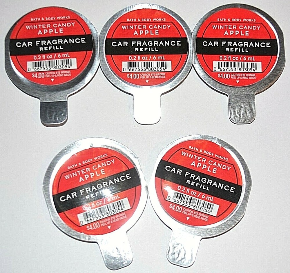 5 BATH & BODY WORKS WINTER CANDY APPLE CAR FRAGRANCE REFILL SCENTPORTABLE FRESHR