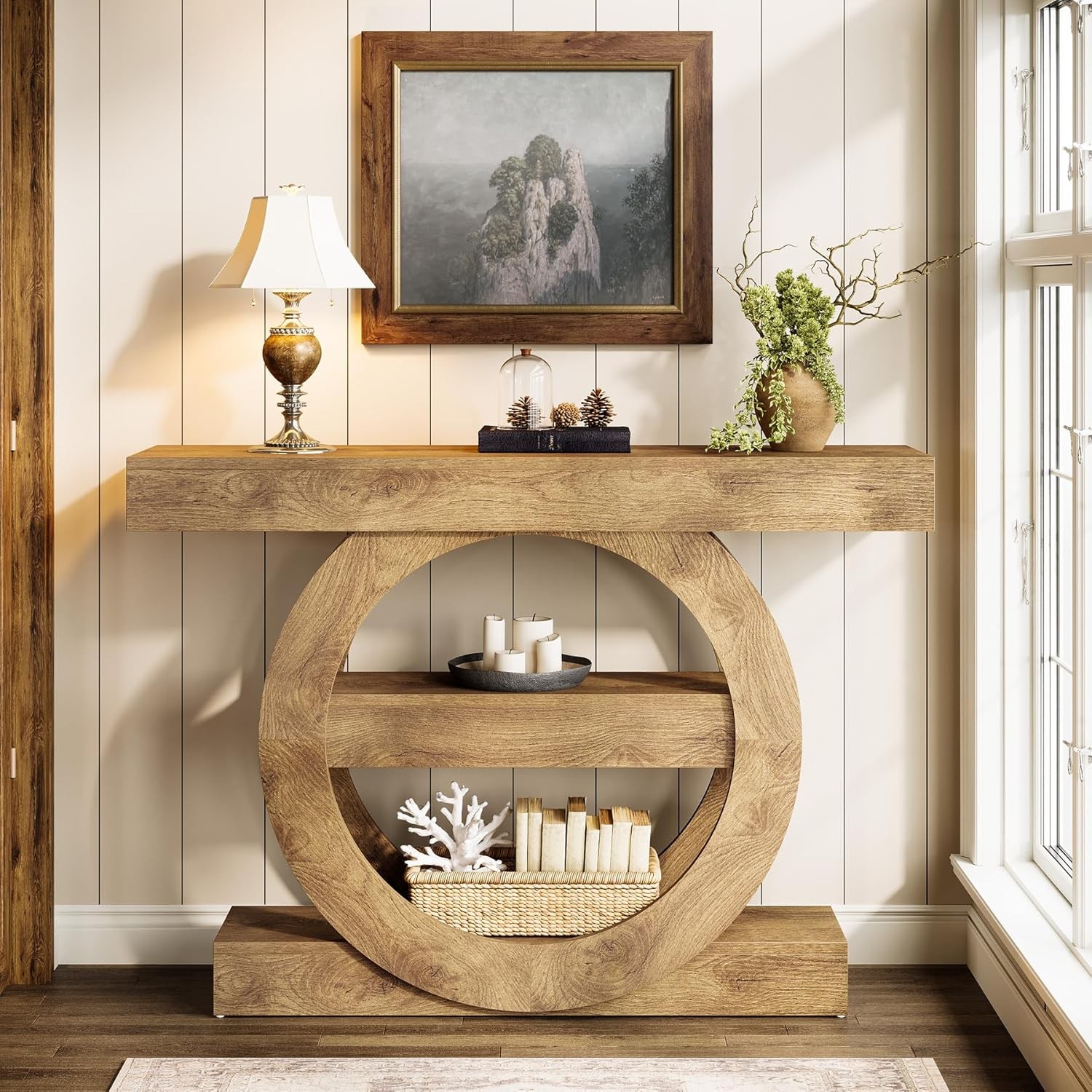 41-Inch Entryway Table with Storage, 3-Tier Farmhouse Console Table with Shelves gallery