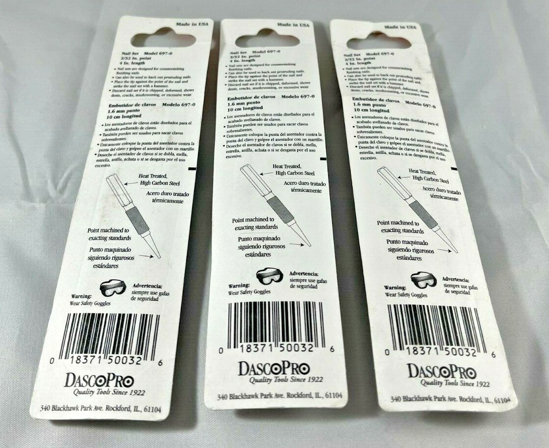 Dasco Pro 2/32 Inch Countersinking Nail Setter Lot of 3 697-0 Mad gallery