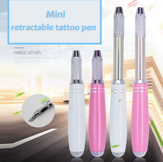 Semi-permanent manual pen retractable dual-use tattoo pen embroidered eyebrow