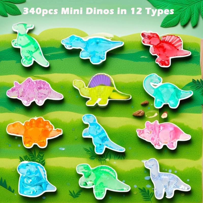 340 Pcs Mini Dinosaur Figures, Mini Resin Animals to Hide, Bulk Plastic Dinos... gallery
