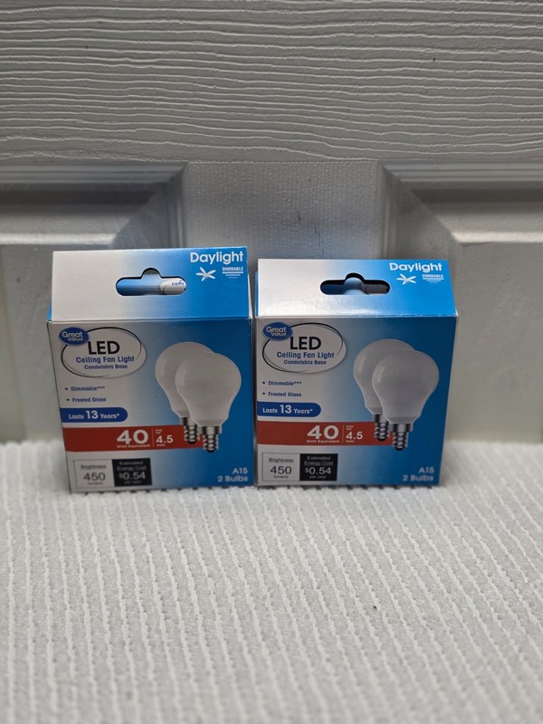 Great Value Dimmable LED Ceiling Fan Light 4.5W A15 Bulb Frosted Glass 2 Pack (R gallery