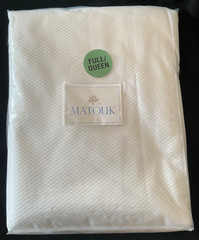 MATOUK Augusta M130 QUEEN/FULL Coverlet White 100% Cotton Italy Matelassé