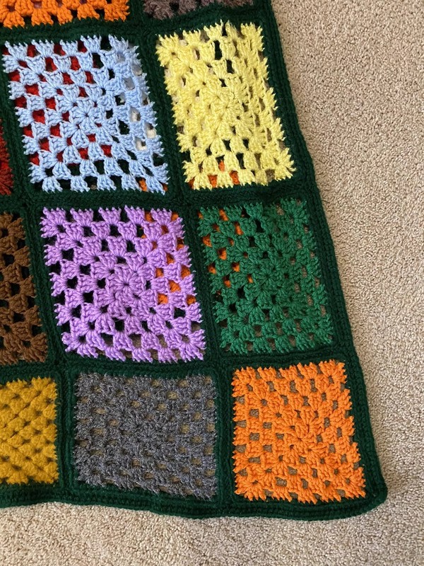 Granny Square Handmade Sofa Throw Afghan Jewel Tone Couch Crochet Fall Autumn gallery