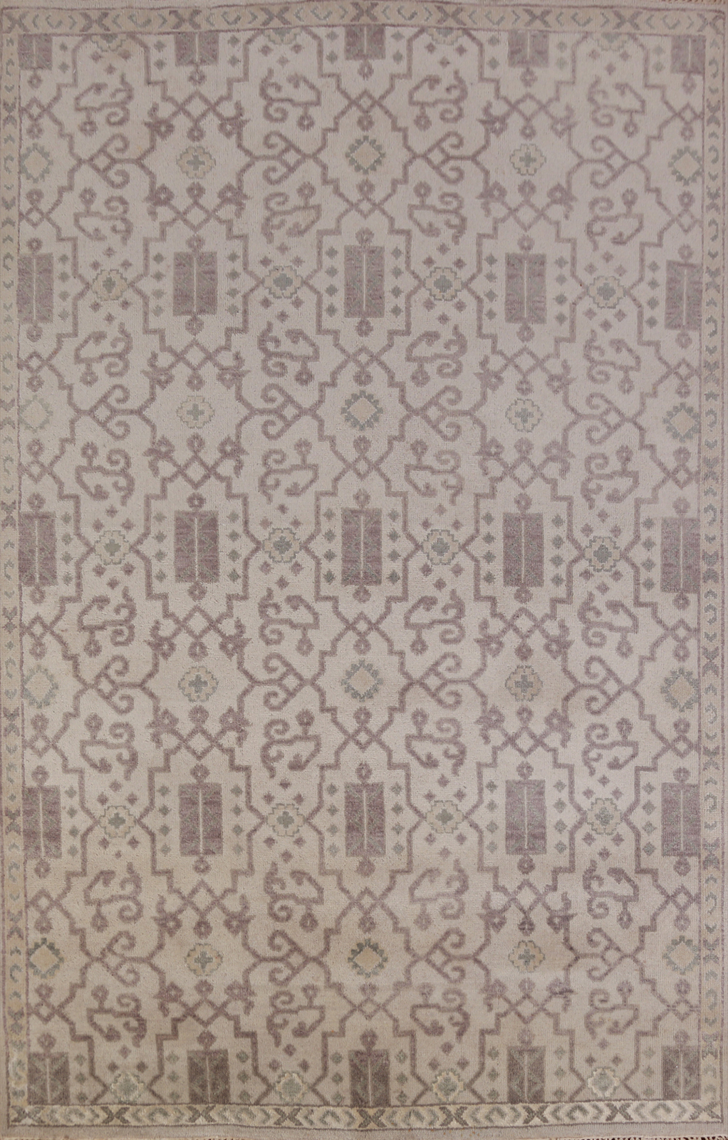 All-Over Ivory Heriiz Serapi Indian Area Rug Wool Hand-made Room Size Carpet 6x9 gallery