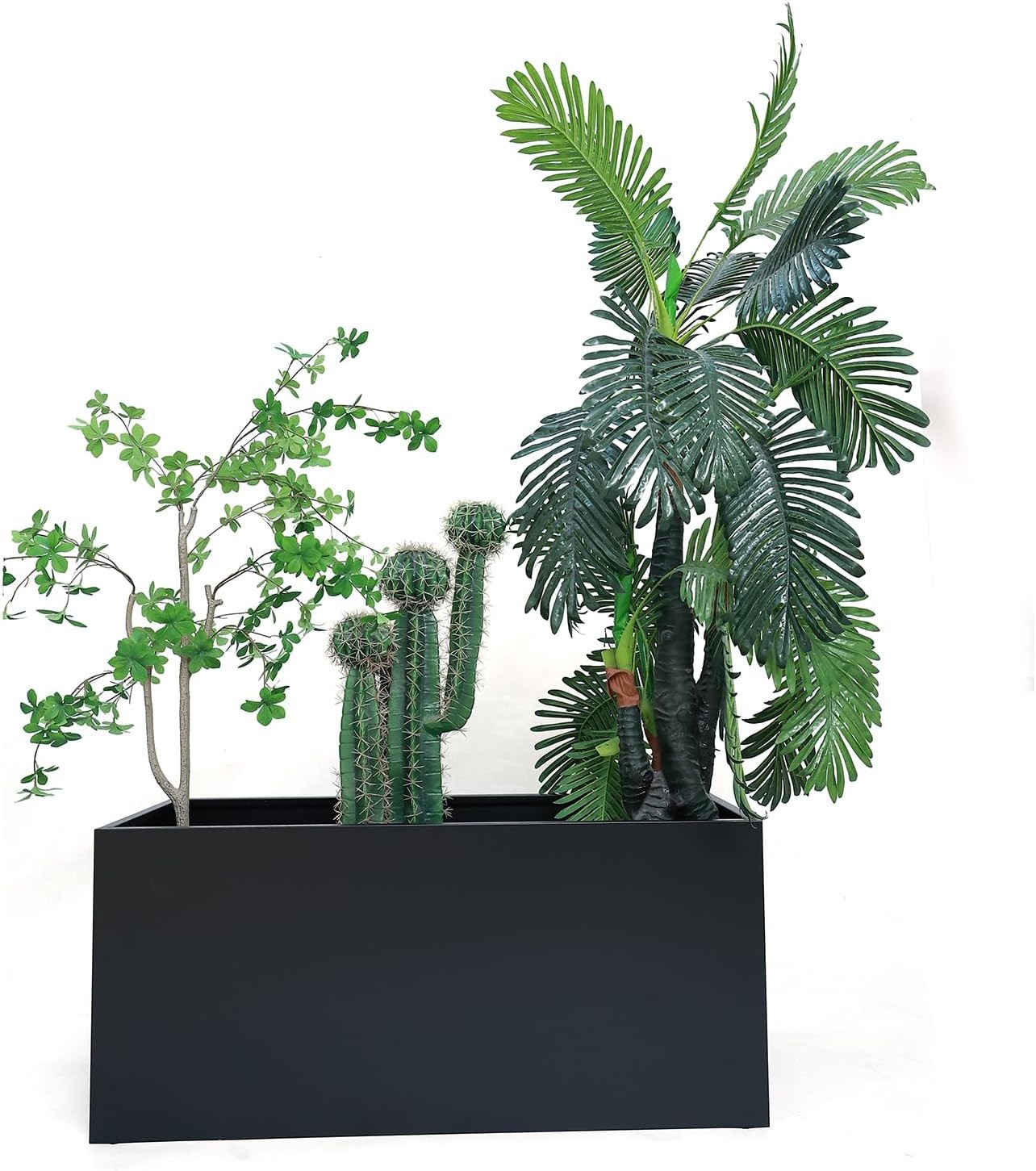 Black Rectangular Planter 40x16x18 Inch Metal Outdoor gallery