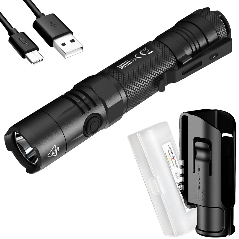 Nitecore Mh10 V2 Rechargeable Flashlight 1200 Lumen Led Usb-C Charging Side gallery