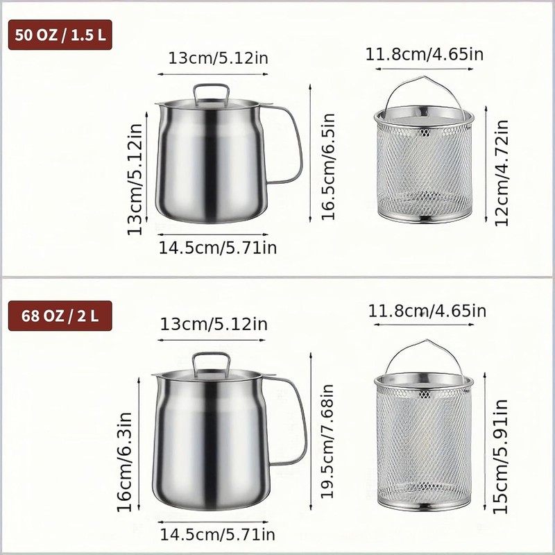 Multi-Functional 68oz Oil Filter Pot – Easy to Use Fryer & Grease Container gallery
