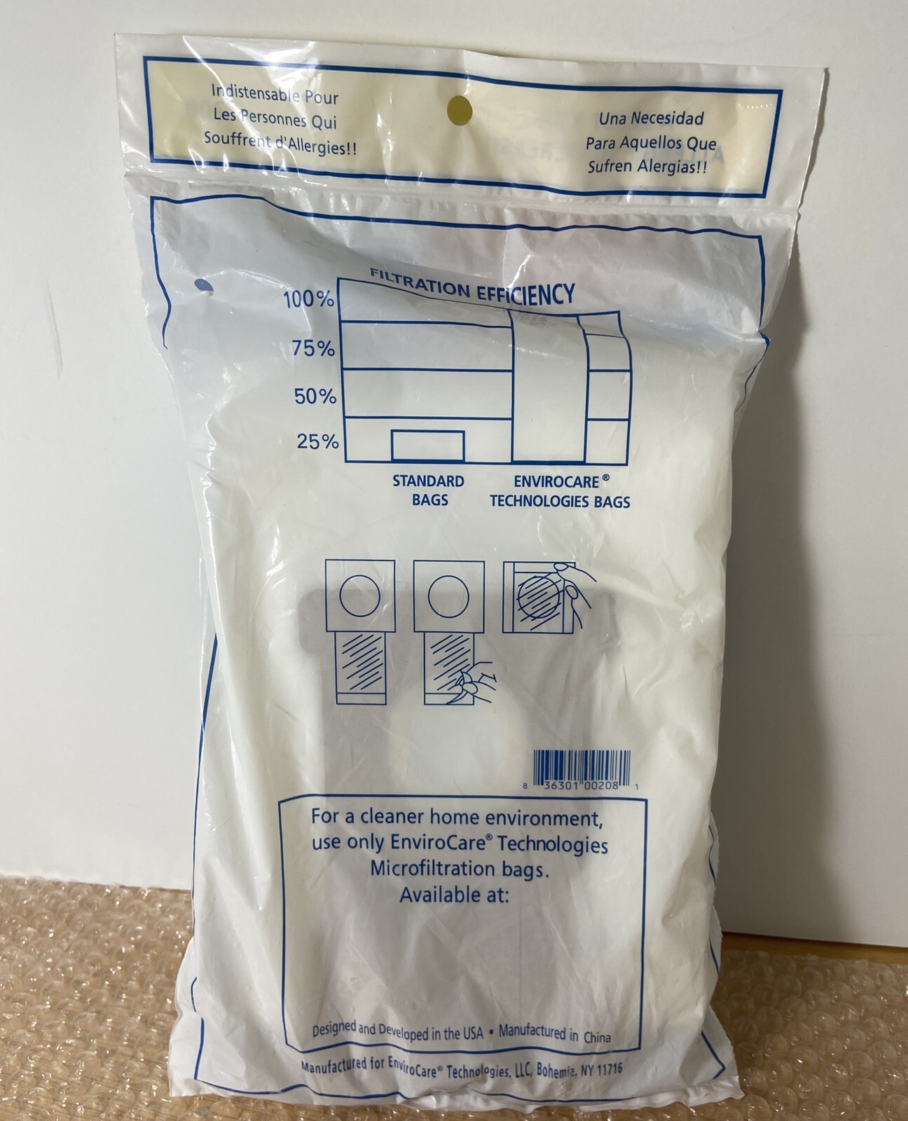 Enviro Care Technologies Micro Filtration Vacuum Bags Set of 5 Sealed #208 gallery