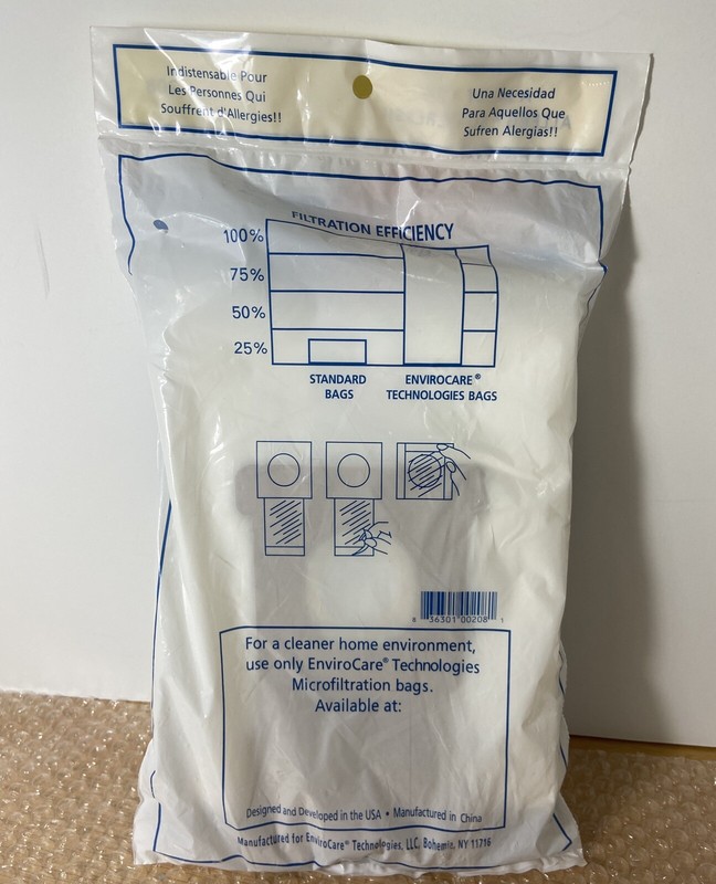 Enviro Care Technologies Micro Filtration Vacuum Bags Set of 5 Sealed #208 gallery