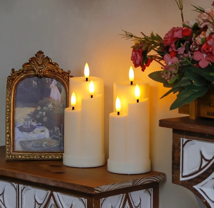 Flameless 3 Wick Candle Battery Operated Flickering Warm Light Realistic gallery