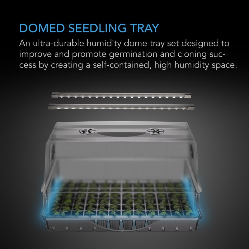 Large Humidity Dome Germination Kit with LED Grow Light Bars, 6x12 Cell Tray gallery