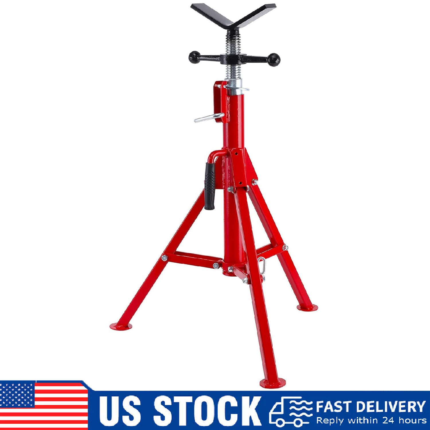 V-Head Pipe Stand ,28"-52" Height Pipe Jack Stand 2500Lbs Capacity 1/8"-12" Pipe gallery