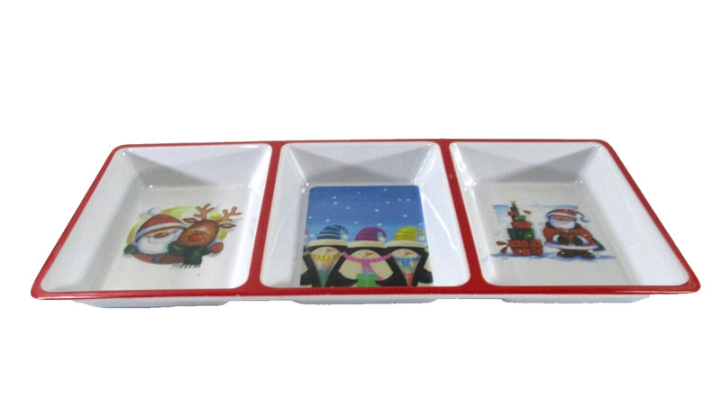 Accent Christmas Melamine Side Serving Tray 3 Sections 33cm x 15.5cm Height 3cm gallery