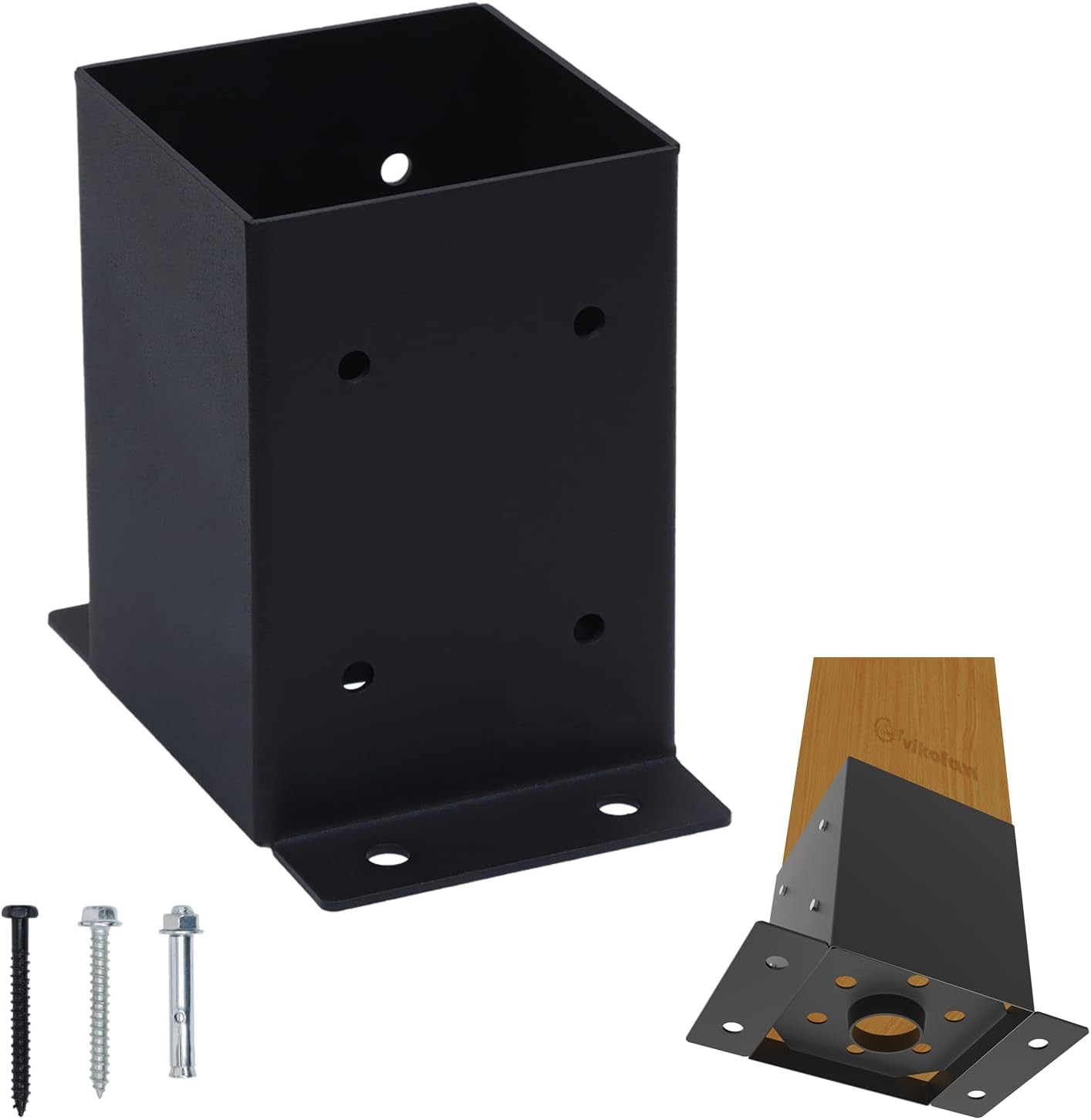 4x4 Edge-Mount Post Base Bracket 4-Pack 2-Side Flange Wall-Flush Deck Black gallery