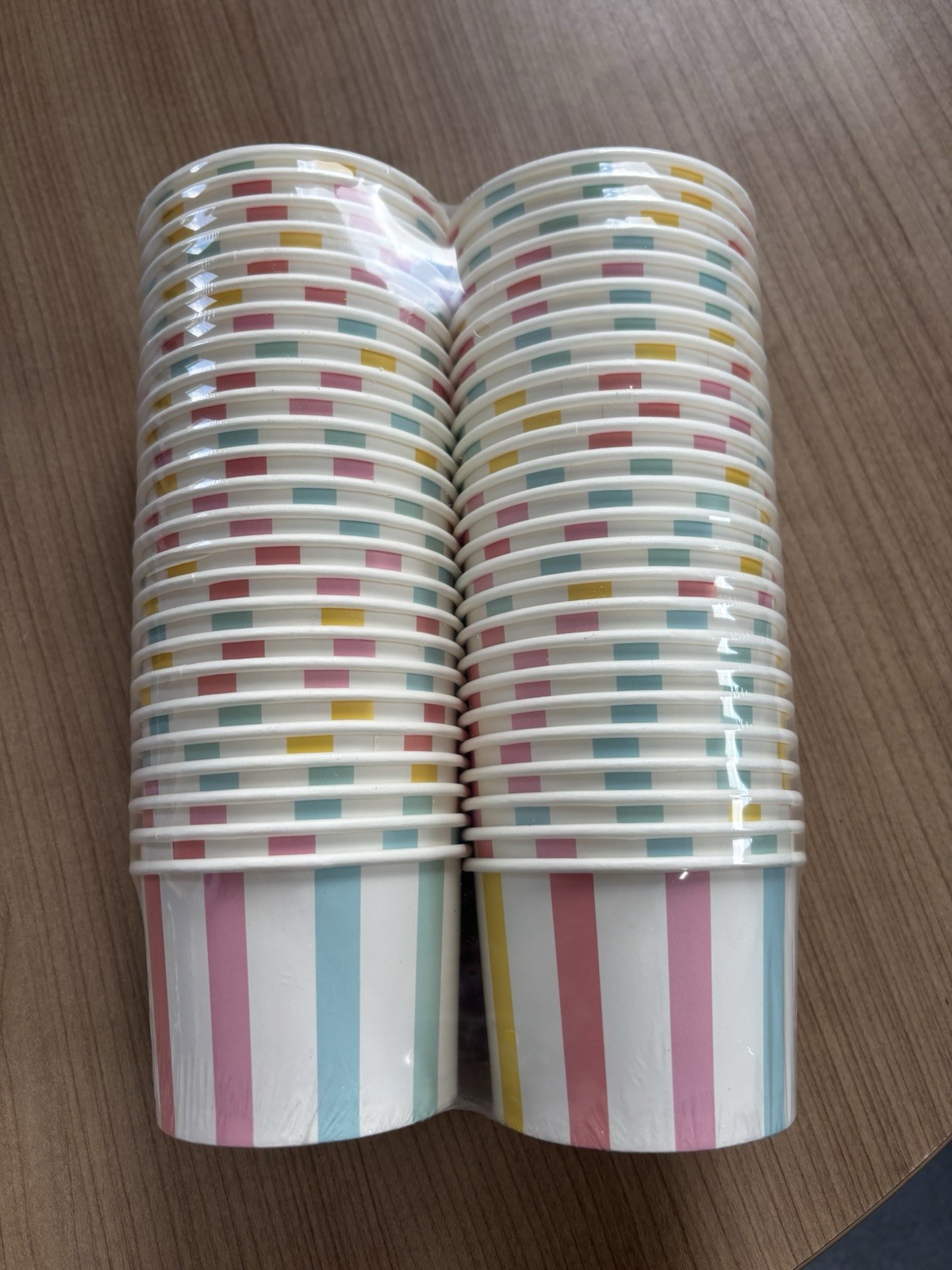 Multi Coloured Stripe 266ml Ice Cream Paper Cups, Dessert Container, Tubs X 100 gallery