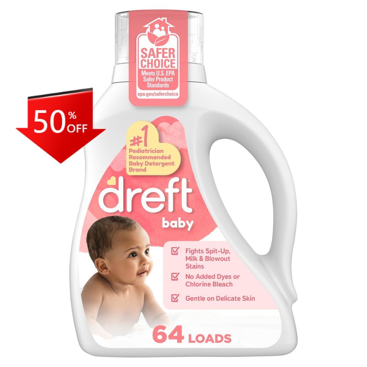 Dreft Baby Laundry Detergent, Fights Stains, Removes Odors, 64 Loads - 84 fl oz gallery