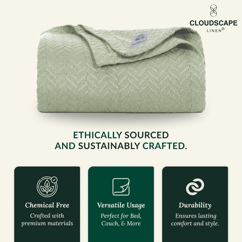 Cloudscape Linen Cloudscape Cotton Throw Blanket For Couch - 100 Cotton Gauze gallery
