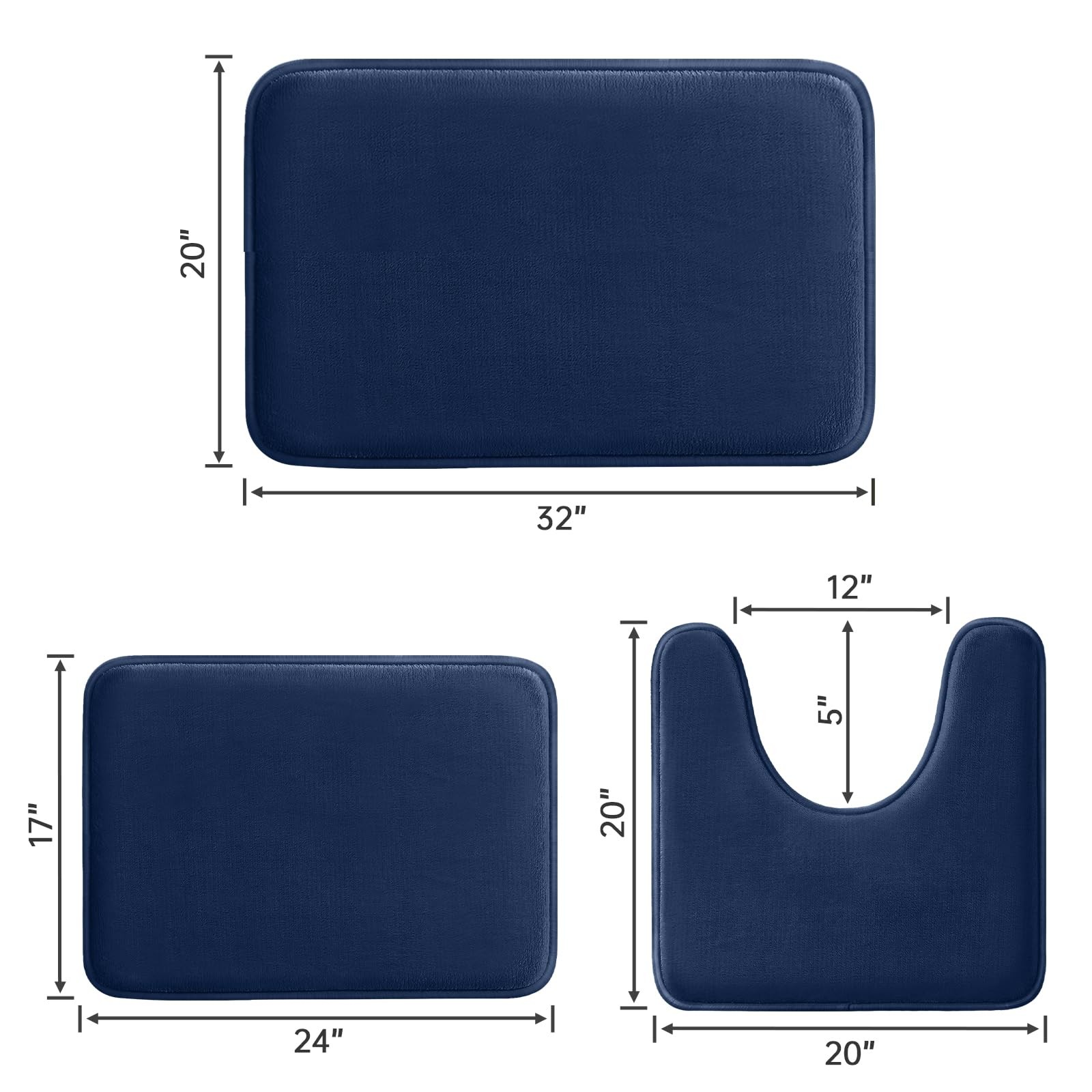 Bathroom Rugs Sets 3 Piece Ultra Soft Velvet Memory Foam Bath Rugs Non-Slip &. gallery