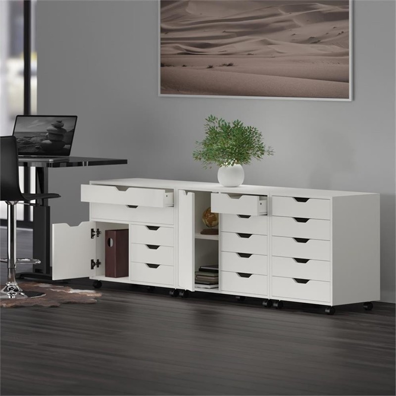 Winsome Halifax 3 PC Transitional Engineered Wood Storage Cabinet Set in White gallery