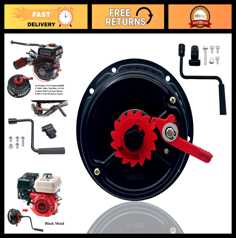 Fast Pull Start Hand Crank Assembly for 200cc Mini Bike, Go Kart, Honda 6.5HP En
