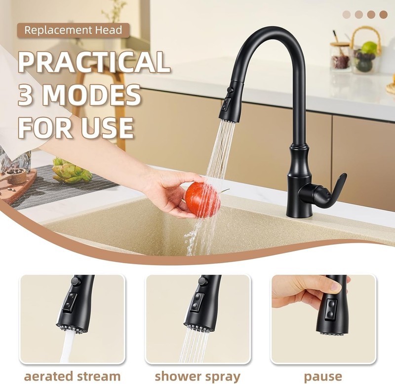 Kitchen Sink Sprayer, Pause Mode, Matte Black gallery
