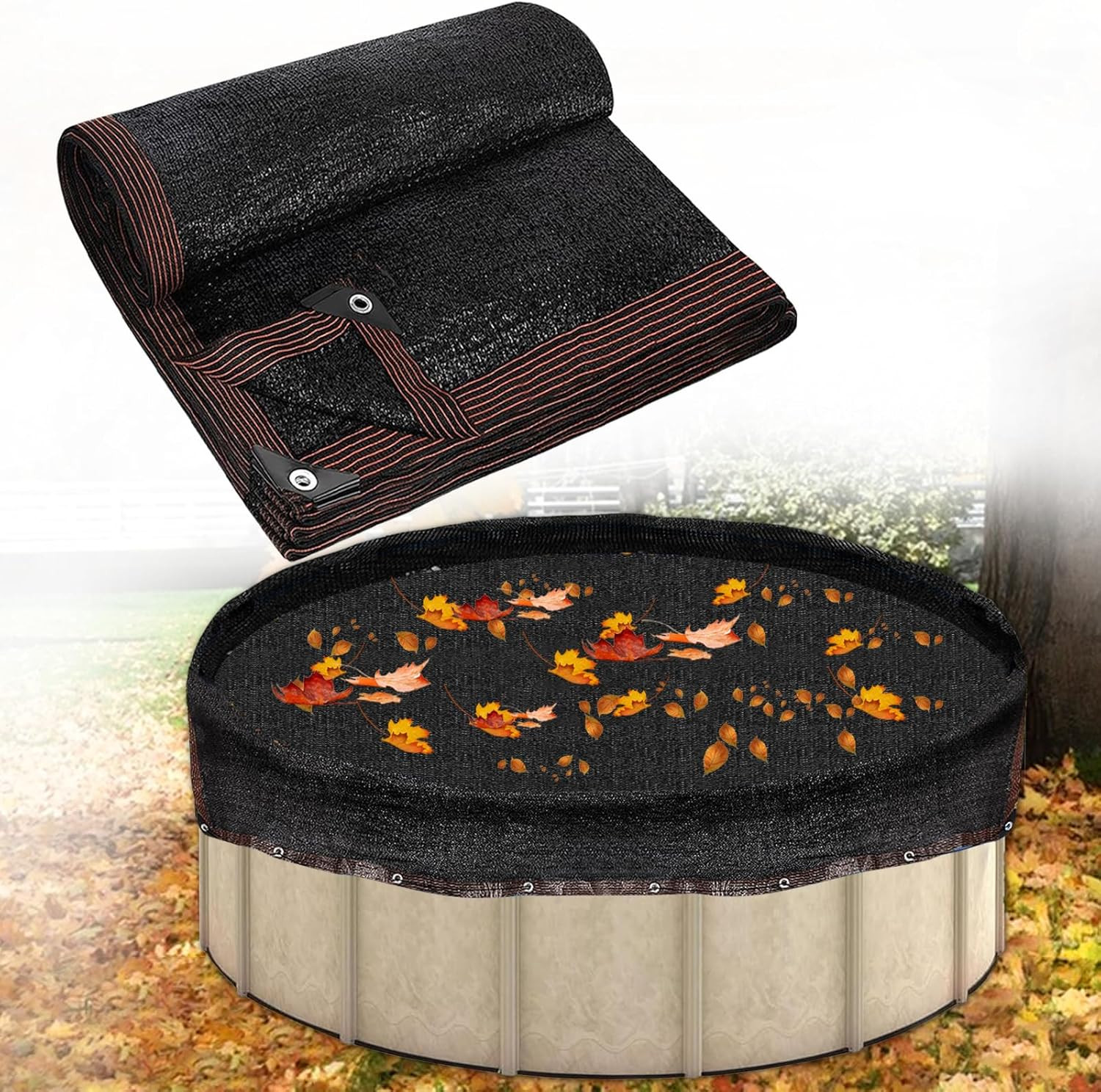 24Ft Leaf Net Cover for round above Ground Pool - Winter Cover Mesh Cover，26.2 gallery