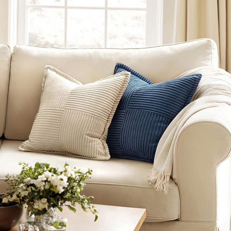 Decorative Throw Pillow Covers for Couch Bed Livingroom 20x20 Inch Set of 2 Blue gallery