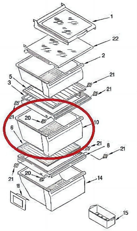 Upper Crisper Pan for Whirlpool WRS322FDAM04 ED2NHGXMT00 ED5PHAXSQ00 ED5JHEXTB00 gallery