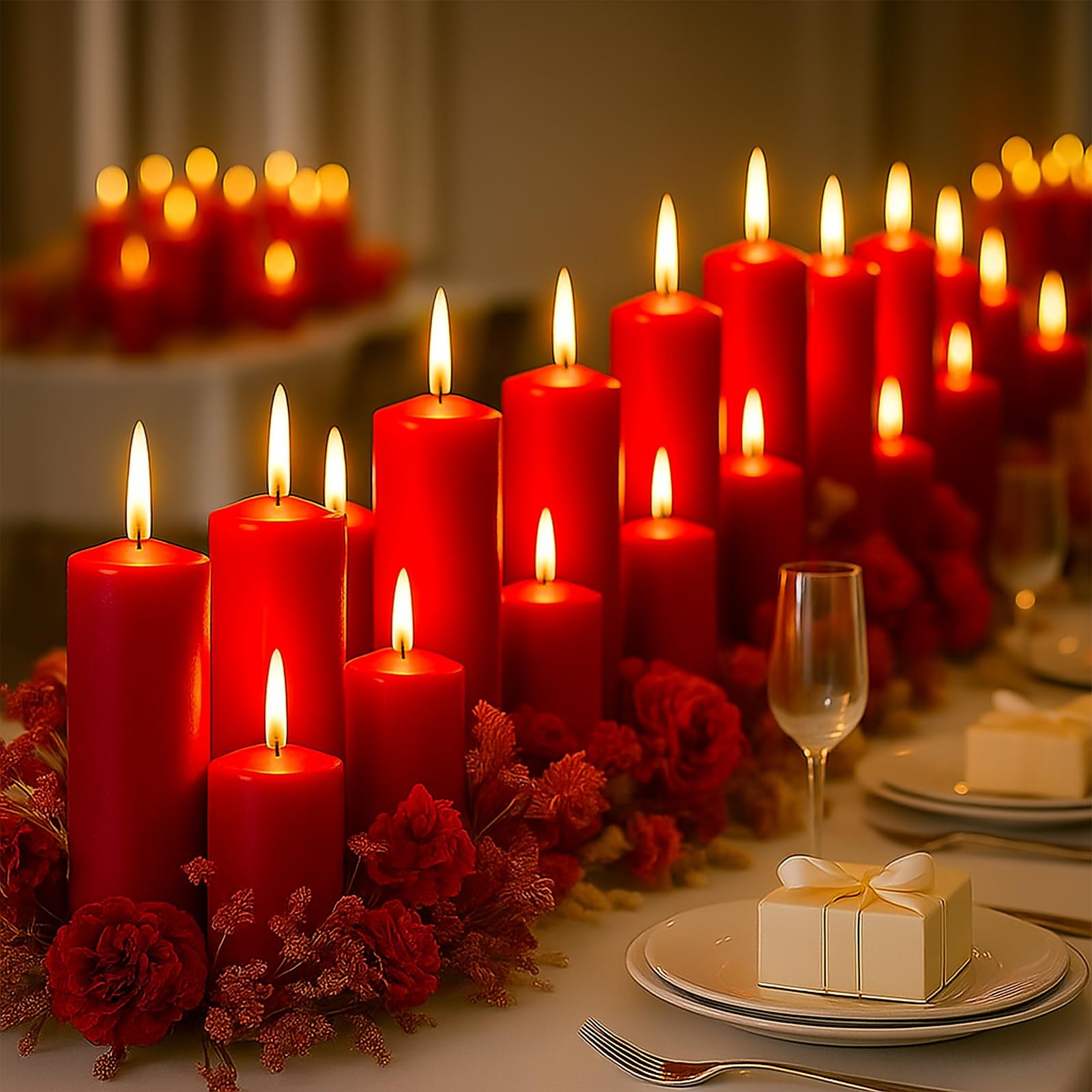36 Pcs Red Pillar Candles Bulk Set，Hurricane Candles，3 Different Lengths (12 ... gallery