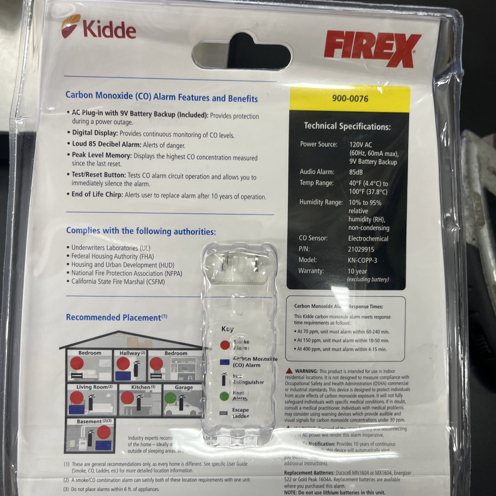 Kidde Firex Plug In Carbon Monoxide Alarm Detector w/ Battery Backup gallery