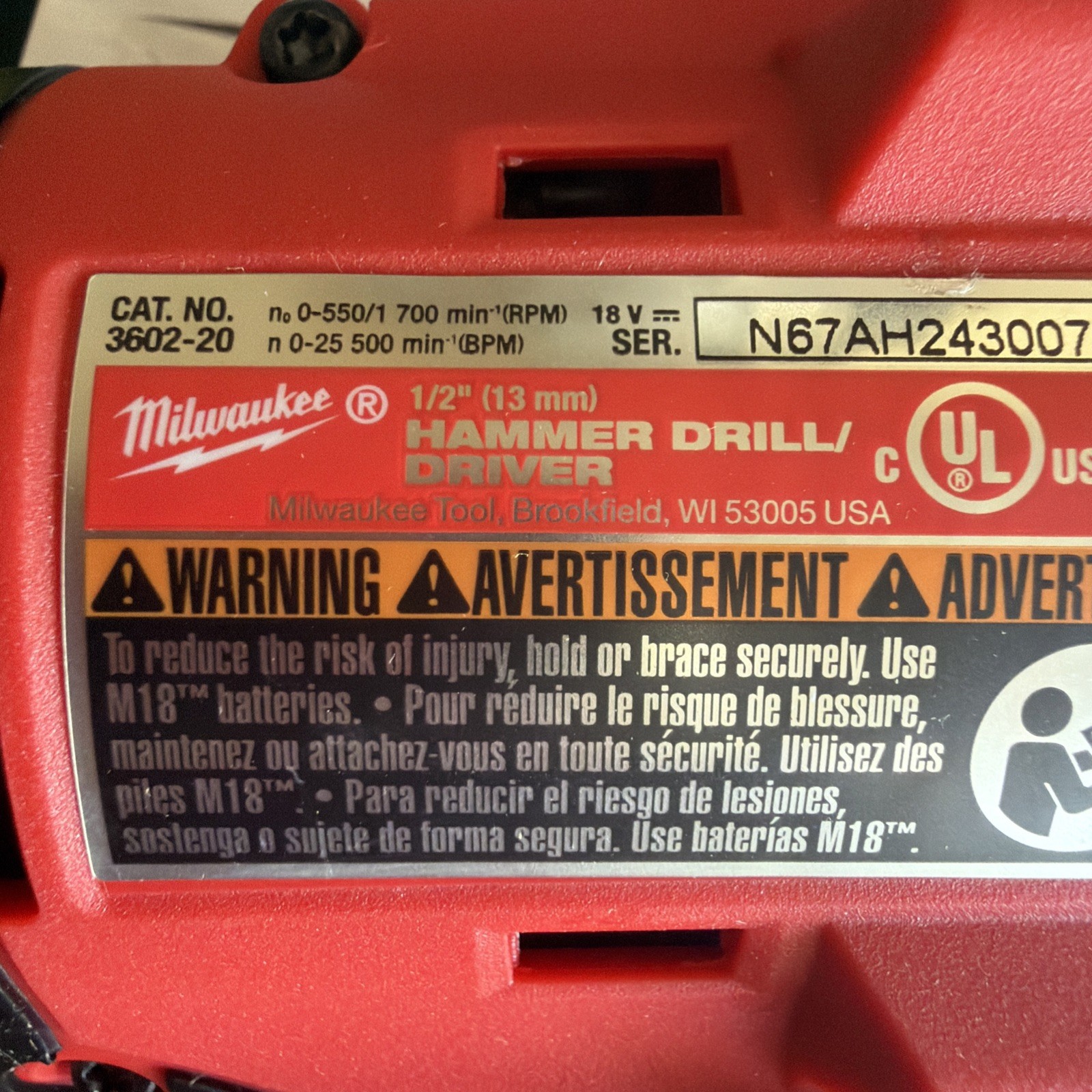 Milwaukee M18 18V 1/2 in Keyless Brushless Hammer Drill/Driver 3602-20 gallery