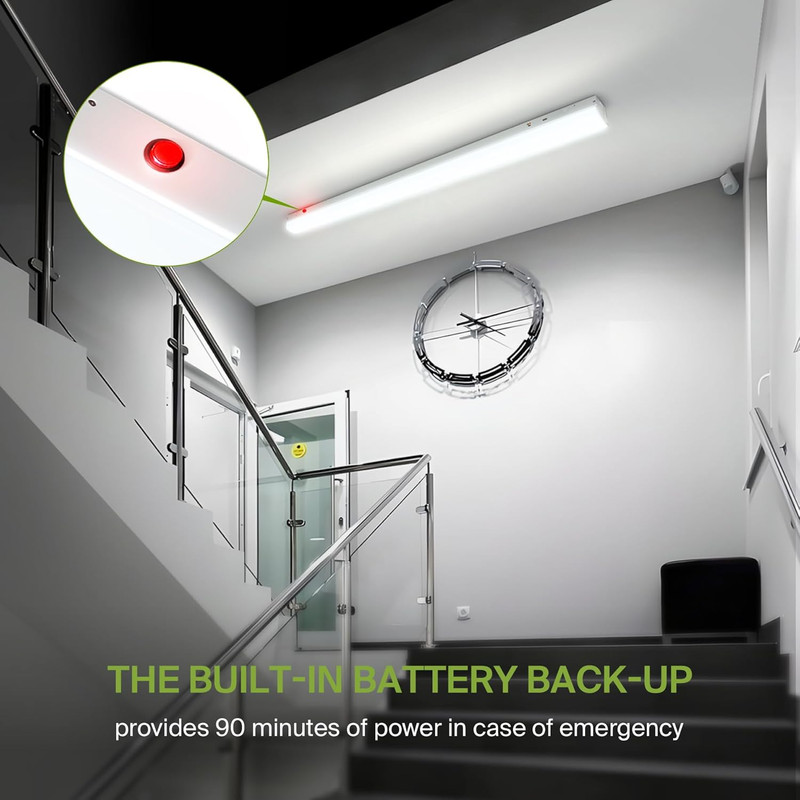 4Ft LED Linear Strip Light Fixture with Emergency Battery Backup - 22W-44W 5853L gallery