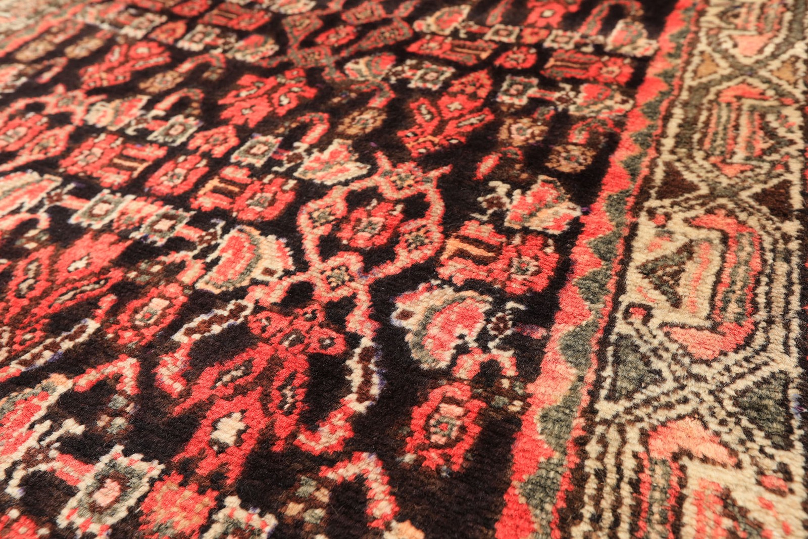 3'5''x12 RunnerHand Knotted Wool Charcoal Birjaand Vegetable dyes Antique Rug gallery