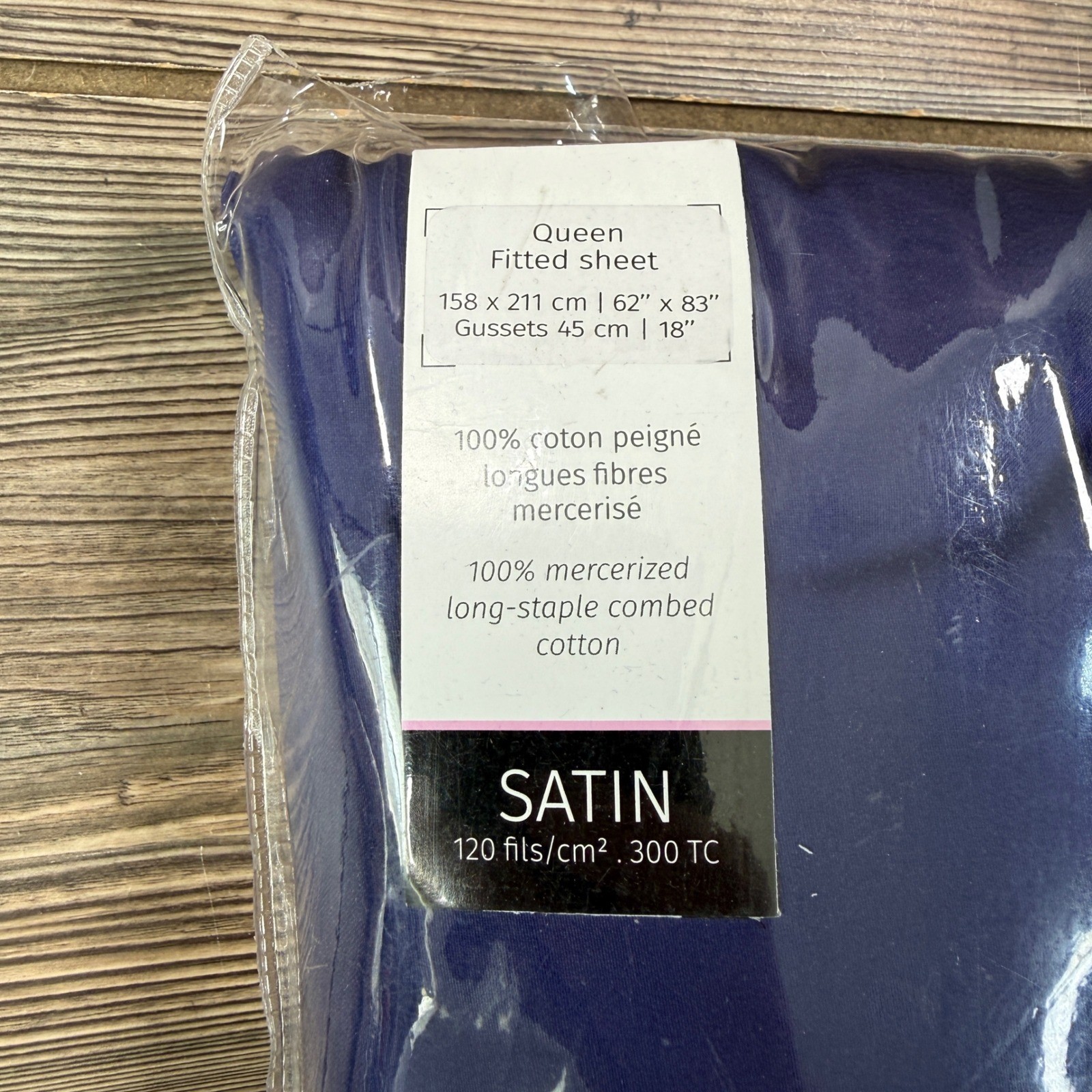 Anne de Solene Fleur de Perse Queen Fitted Sheet Navy 300TC Cotton Sateen NEW gallery
