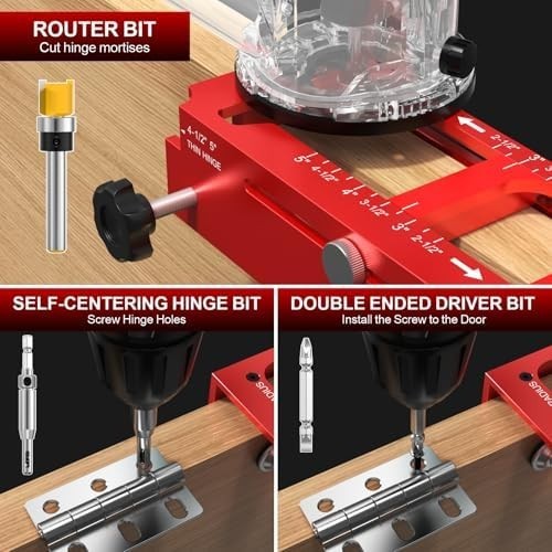 Door Hinge Jig Aluminum Alloy Adjustable Mortise Jig - Router Template Kit fo... gallery