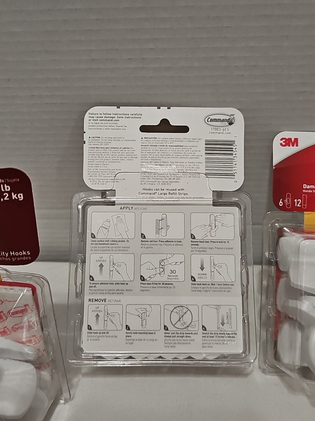 3 SEALED👉🏻Command Large Utility Damage-Free (6 Hooks) Hanging~Hold 5lbs White gallery
