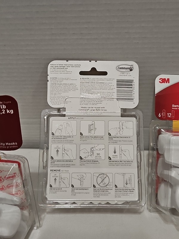 3 SEALED👉🏻Command Large Utility Damage-Free (6 Hooks) Hanging~Hold 5lbs White gallery