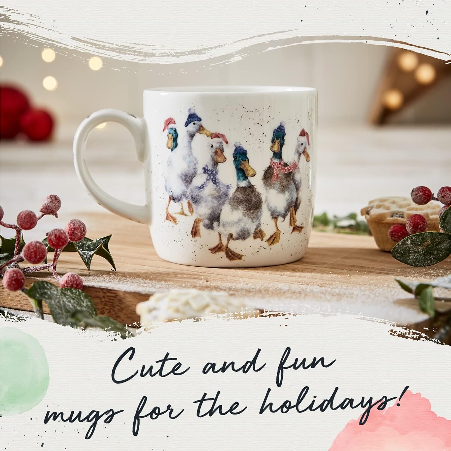 Royal Worcester Wrendale Designs Bone China 14 oz. Mug - Duck The Halls (Ducks) gallery